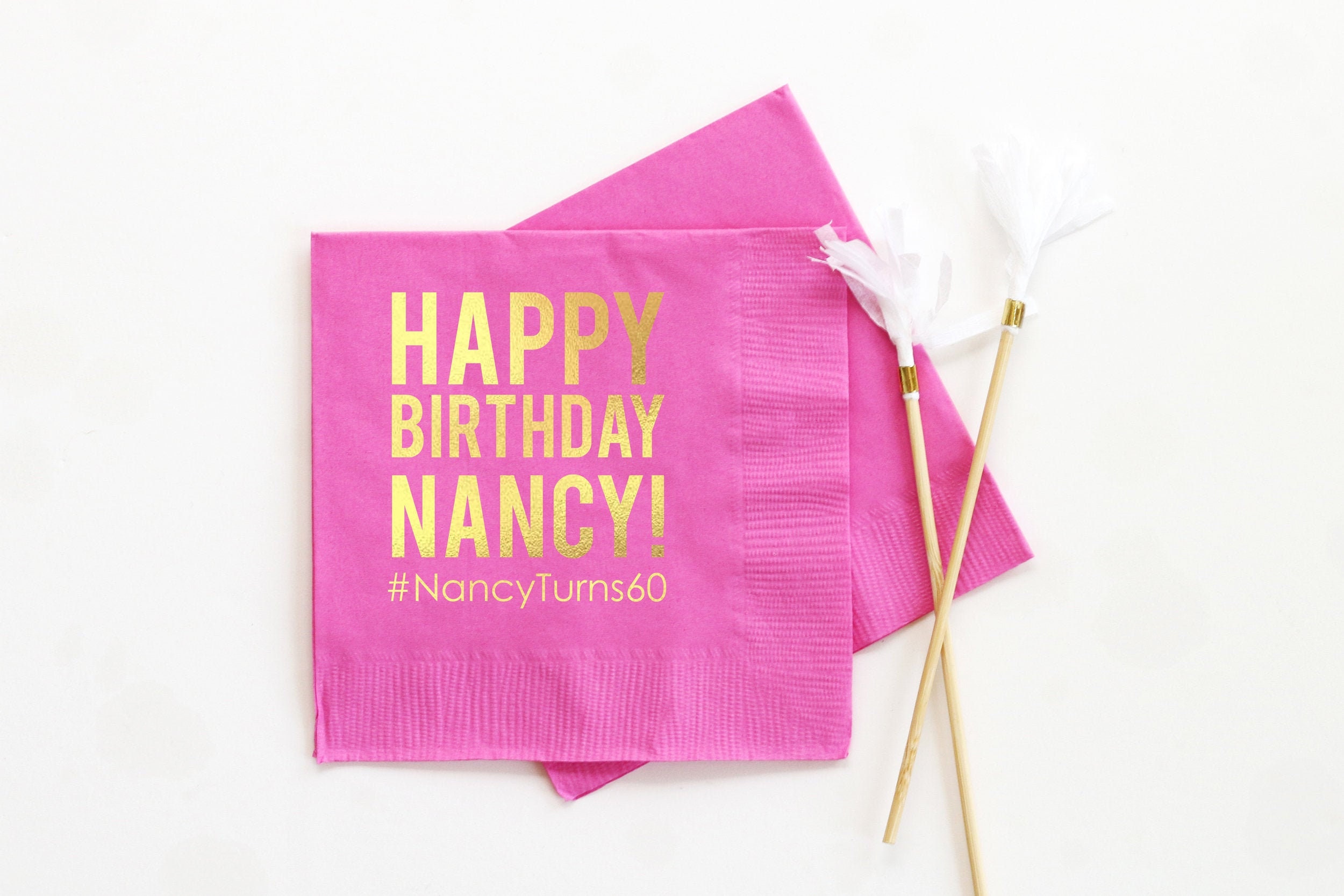 Happy Birthday Personalized Napkins 60th Birthday Cocktail Etsy