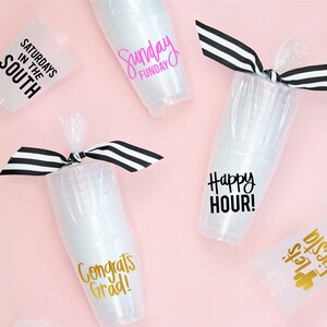 Happy Hour Party Cups Birthday Decorations Bachelorette Party Favors Beach Lake Plastic Cups Pregame Cups image 5