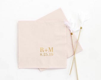 Personalized Wedding Cocktail Napkins: Monogrammed Beverage Napkins