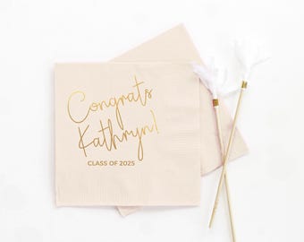 Personalized Graduation Napkins, Class of 2025 Graduation Party Decorations - Cocktail, Luncheon, Dinner, and Guest Towels