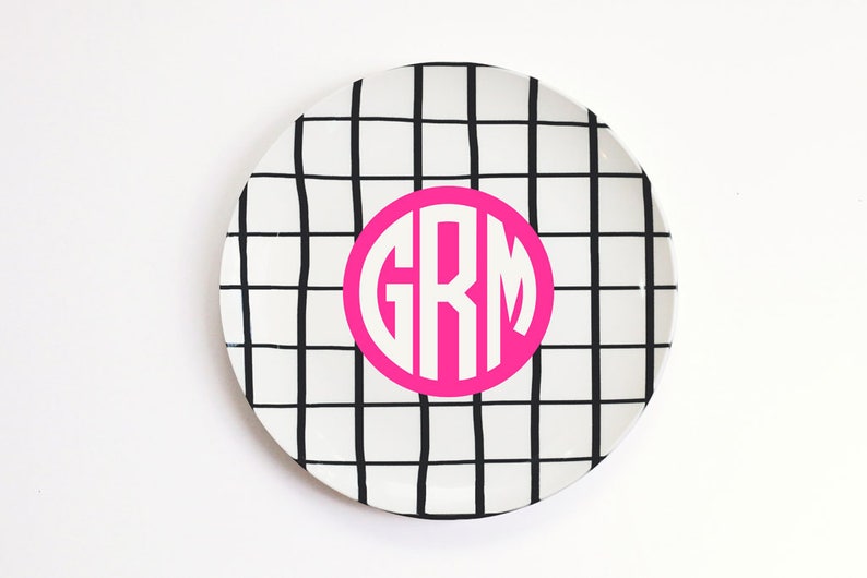 Monogrammed Melamine Plate Personalized Kids Dinner Plate Custom Birthday Plate Monogram Baby Gift Kids Dinnerware Polymer Plate image 1