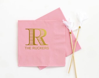 Personalized Wedding Cocktail Napkins: Monogrammed Bridal Shower Napkins