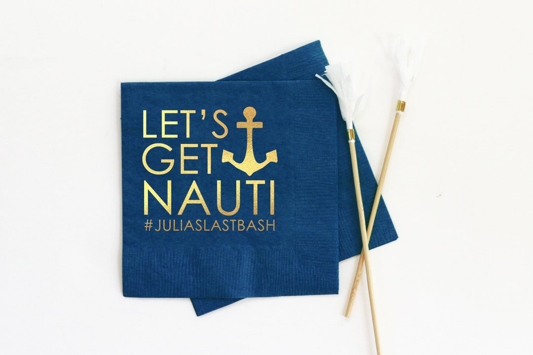 Let's Get Nauti Bachelorette Party Napkins Personalized Cocktail