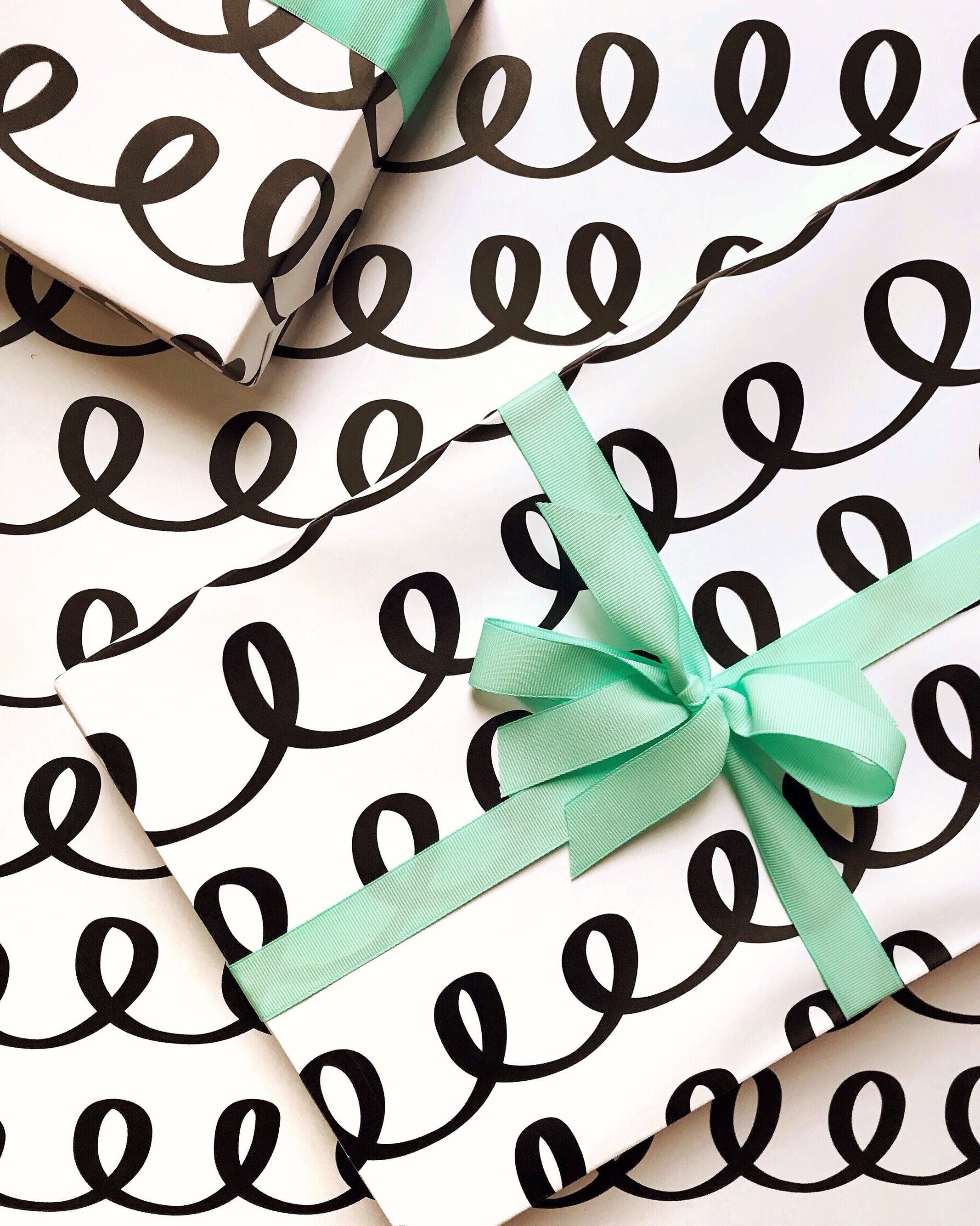 Black and White Gift Wrap Cute Wrapping Paper Rolls Birthday | Etsy