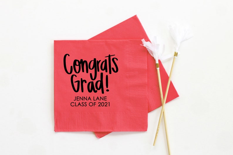 Personalized Graduation Napkins Graduation Party Supplies Personalized Beverage Napkins 2024 Graduation Decoration Ideas Grad Party Napkins image 5