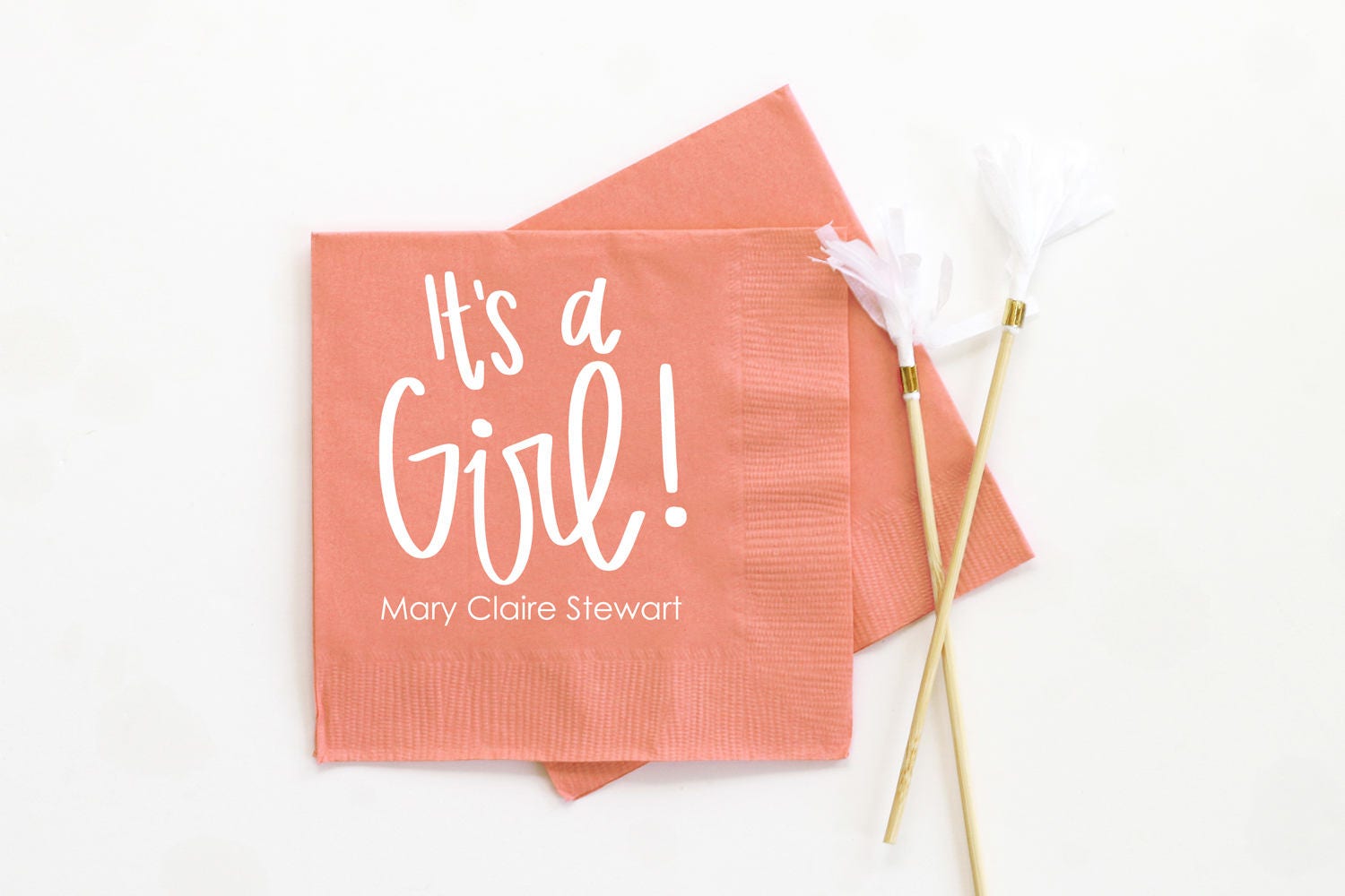 Girl Baby Shower Decorations Personalized Beverage Napkins Etsy