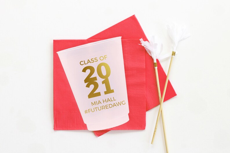 Graduation Party Cups Graduation Decorations 2021 Custom Party Favors Class of 2021 Personalized Plastic Cups