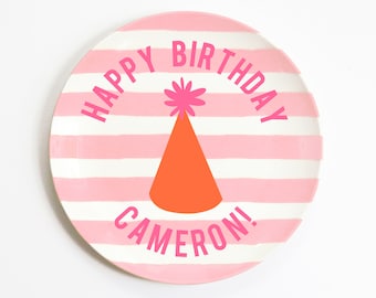 Personalized Birthday Plate for Girls - Custom Melamine Plate for Kids - Girls Birthday Gift