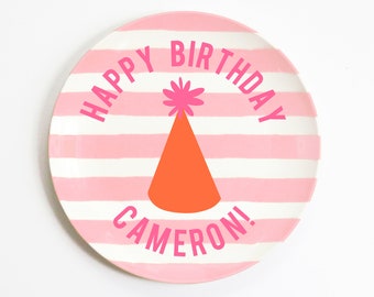 Personalized Birthday Plate for Girls - Custom Melamine Plate for Kids - Girls Birthday Gift