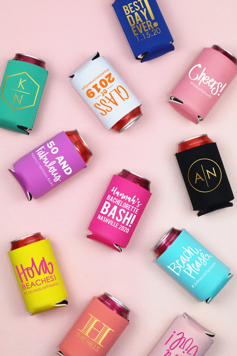 Personalized Can Cooler Bachelorette Party Favors Custom Can Hugger Bachelorette Party Supplies Decorations Beer Hugger image 5