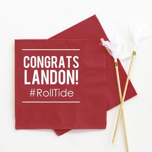 Personalized Graduation Napkins Class of 2025 Grad Party Decorations - Cocktail, Luncheon, and Dinner Napkins