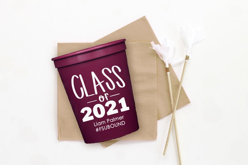 Graduation Party Cups, Class of 2024 Party Favors, Personalized Plastic Stadium Cups, College Graduation Decorations 2024, Custom Cups image 1