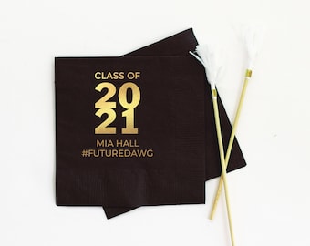 Custom Graduation Napkins, Class of 2026 Personalized Graduation Cocktail Napkins -Beverage, Luncheon, Dinner, and Guest Towels