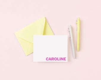 Set de papelería personalizada para niñas: Tarjetas de notas personalizadas, tarjetas de agradecimiento.
