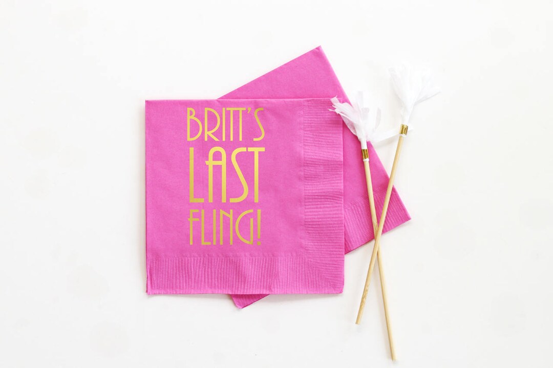 Bachelorette Party Napkins Personalized Cocktail Napkins Last Fling