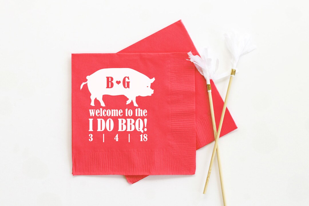 Wedding BBQ Napkins Monogrammed Cocktail Napkins Rehearsal Dinner