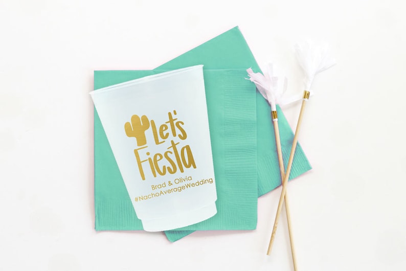 Fiesta Napkins for Wedding Personalized Cocktail Napkins Mexican Themed Rehearsal Dinner Napkins Lets Fiesta Party Supplies Cactus Napkins