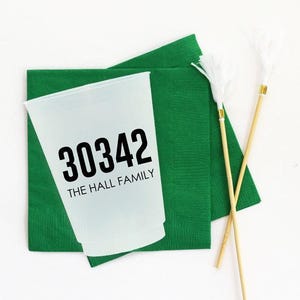 New Home Housewarming Gift Personalized Cocktail Napkins Zip Code Gifts Realtor Closing Gifts for Clients Stock the Bar Party Custom Napkins image 5