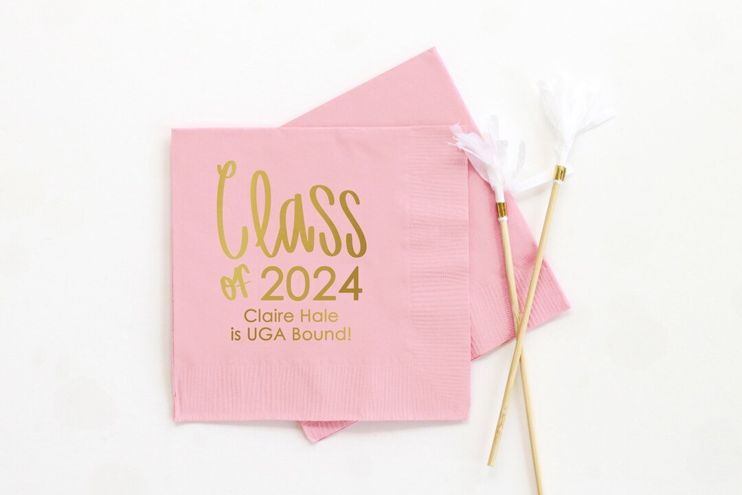 Class of 2024 Napkins Personalized Graduation Napkins Custom Beverage
