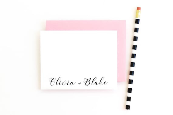Personalized Wedding Stationary Custom Couples Stationery Personalized Wedding Thank You Note Cards Personalised Couples Stationary Script