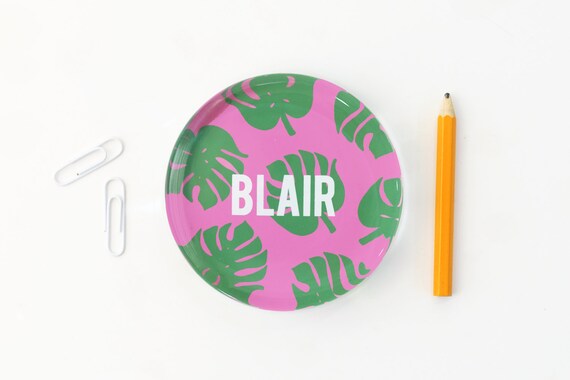 Girls Desk Accessories Personalized Paperweight Tropical Leaf Etsy