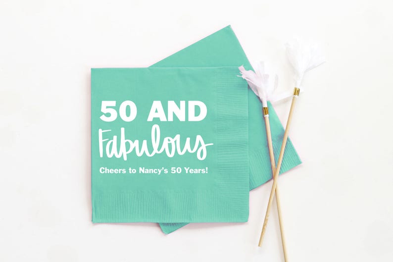 50th Birthday Napkins Personalized Cocktail Napkins 50th Etsy