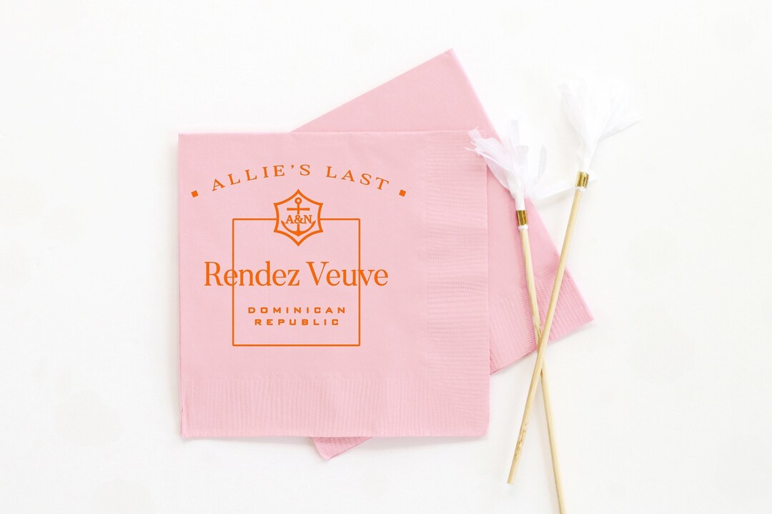 Last Rendez Veuve Personalized Napkins, Champagne Themed Bachelorette