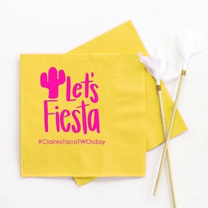 Fiesta Birthday Party Napkins Taco Party Decorations Personalized Napkins Mexican Party Supplies Lets Fiesta Cocktail Napkins Girl Birthday
