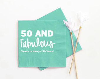 50th Birthday Napkins: Personalized Party Cocktail Napkins