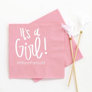 Girl Baby Shower Napkins - It’s a Girl Decorations - Personalized Beverage Napkins - Gender Reveal Party
