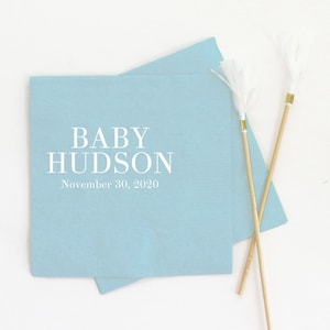 Baby Boy Beverage Napkins Baby Shower Decorations Personalized Cocktail Napkins Gender Reveal Party