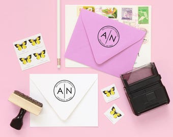 Selbstfärbender runder Adressstempel, personalisiertes Briefpapier, Einweihungsgeschenk