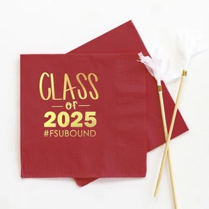 Personalized Graduation Napkins Class of 2025 Napkins Graduation Party Decorations Personalized Beverage Napkins Grad Party Cocktail Napkins