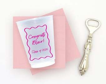 Personalized Graduation Cups, Class of 2026 Party Favors, Custom Printed Plastic Cups