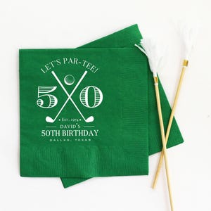 Golf Birthday Party Napkins Personalized - Available in Beverage, Luncheon, Dinner, and Guest Towel Size