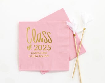 Class of 2026 Napkins Personalized Graduation Napkins Custom Beverage Napkins Graduation Party Supplies 2026 Grad Party Cocktail Napkins
