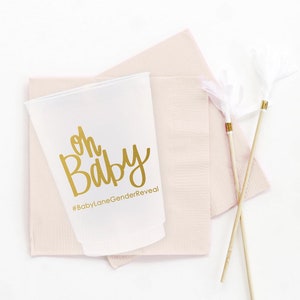 Gender Reveal Party Cups Personalized Oh Baby Plastic Cup Gender Reveal Party Supplies Baby Shower Decorations Custom Cups image 5