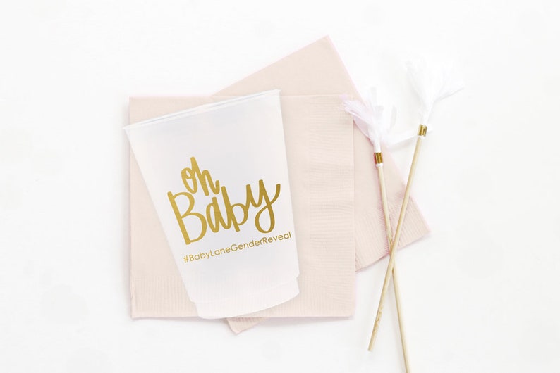 Gender Reveal Party Cups Personalized Oh Baby Plastic Cup Gender Reveal Party Supplies Baby Shower Decorations Custom Cups image 5