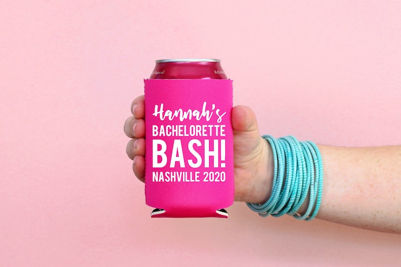 Personalized Can Cooler Bachelorette Party Favors Custom Can Hugger Bachelorette Party Supplies Decorations Beer Hugger image 1