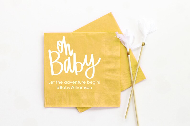 Gender Neutral Baby Shower Napkins Personalized Paper Napkins Etsy