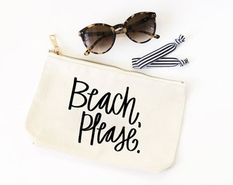 Beach Please Pool Bag Canvas Beach Bag Cute Cosmetic Bag Make Up Pouch Bachelorette Party Favors Travel Zipper Pouch Funny Bridesmaid Gifts