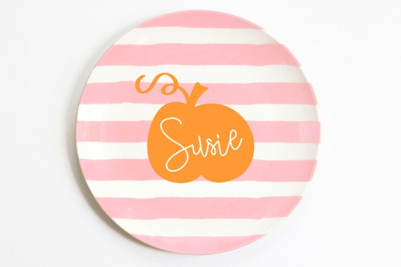 Personalized Plates for Girls - Kids Halloween Plate - Girls Halloween Gift Ideas - Fall Pumpkin Decorations