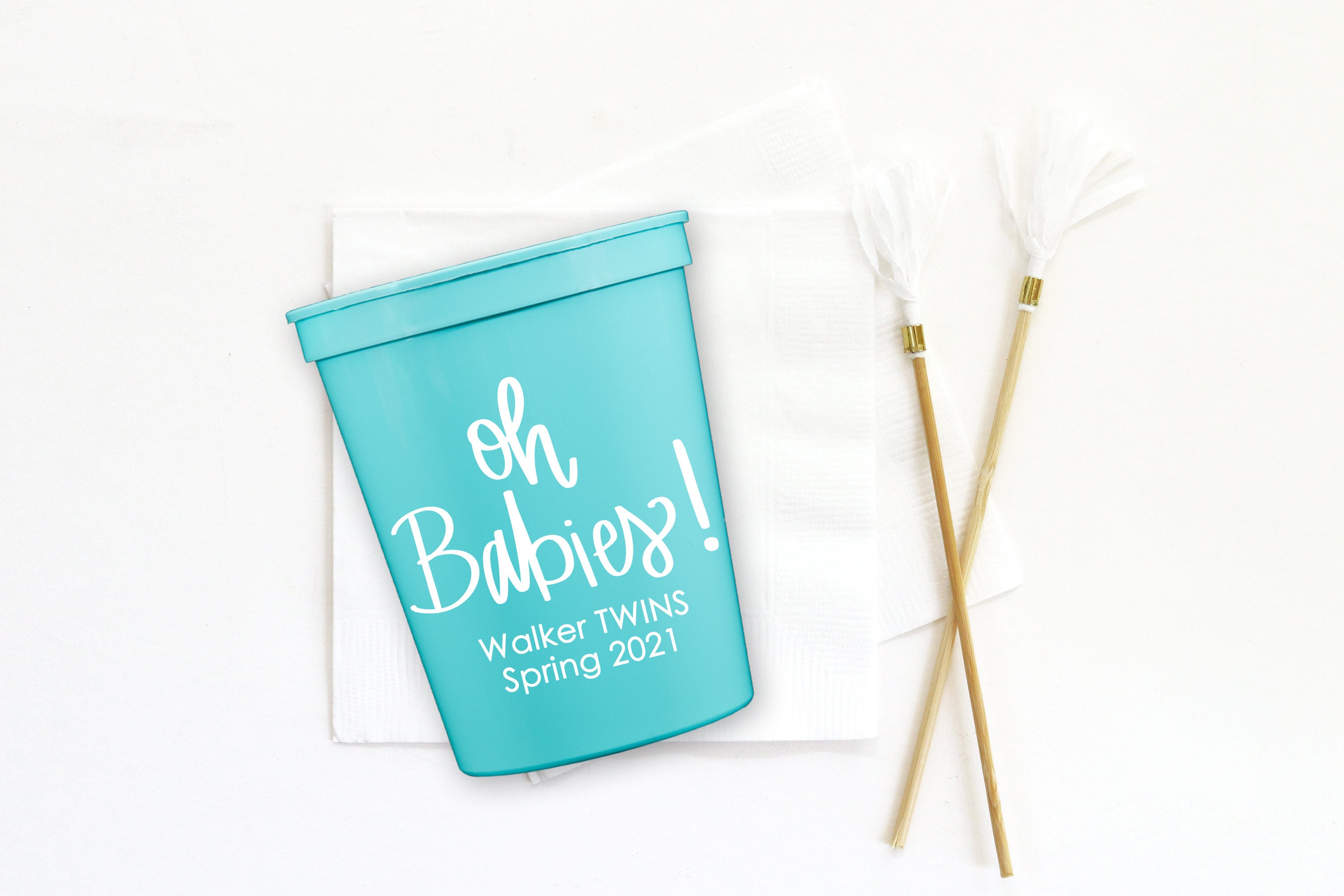 Personalized Baby Shower Napkins for Twins Oh Babies Cocktail Etsy