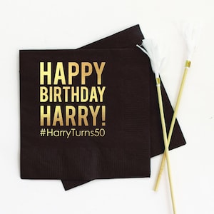 60th Birthday Party Napkins Personalized Happy Birthday Cocktail Napkins 50th Decorations 30th 40th Party Supplies