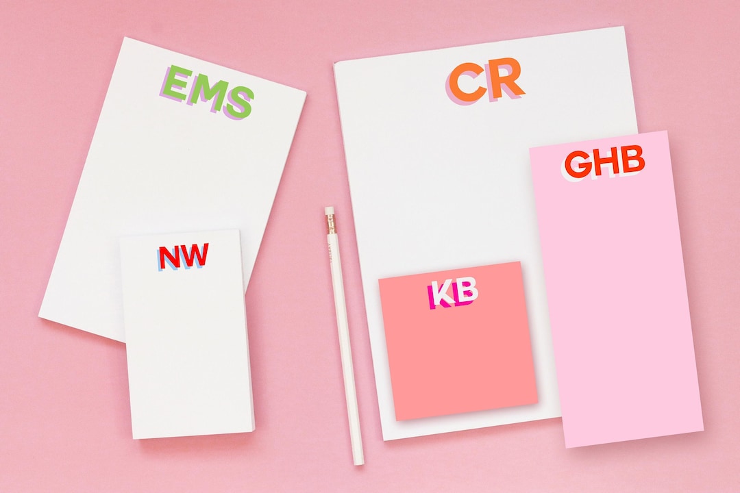 Monogram Notepad Personalized With Color Block Initials - Girl Easter ...