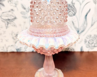 Vintage Fenton 95th Anniversary Pink Carnival Glass 3 Piece Fairy Lamp | RARE | Mint Condition