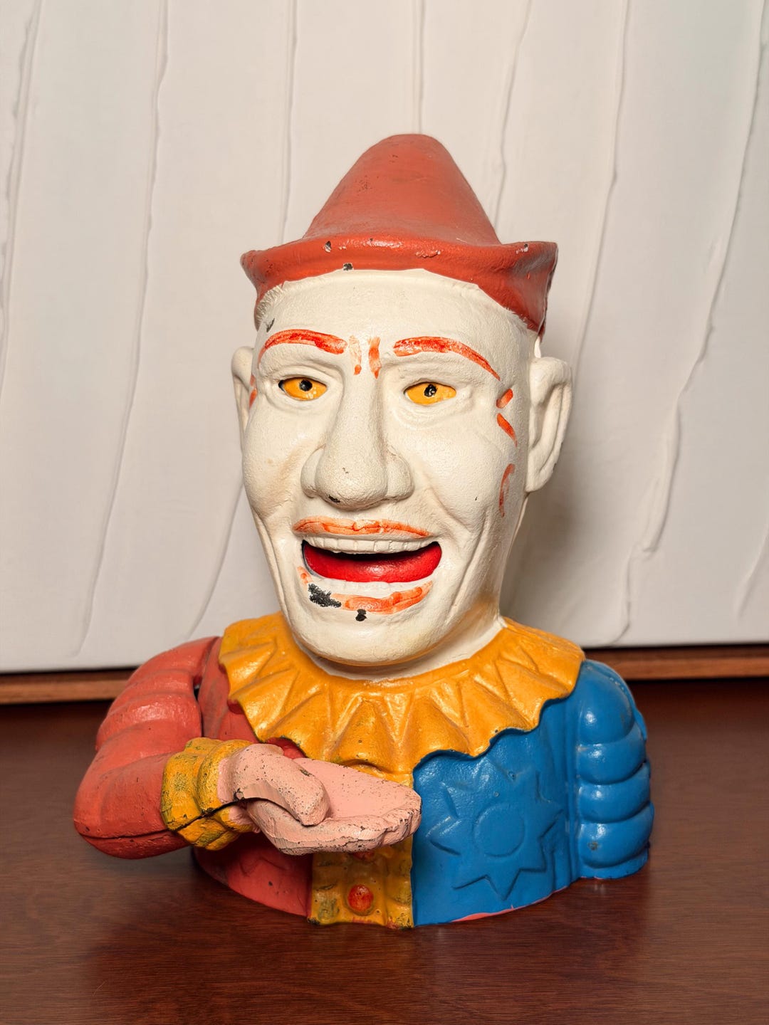 Antique RARE Cast Iron Clown Coin Bank | Fully Functional