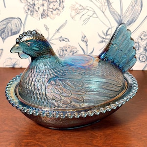 Blue Carnival Glass - Etsy