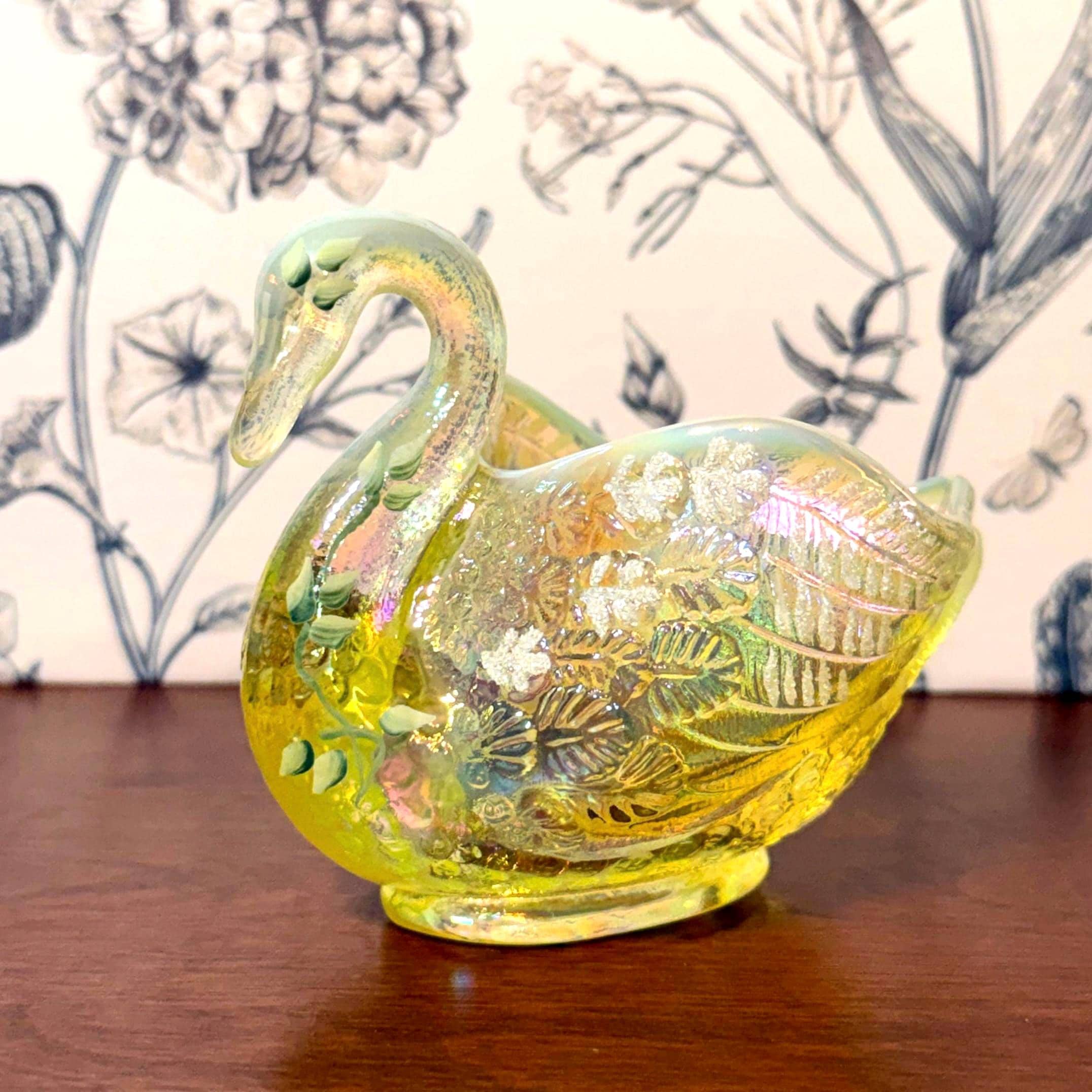 Uranium Glass Swan - Etsy