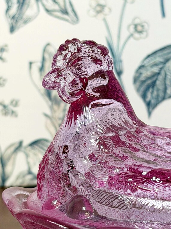 希少！40s～50sフェントンFENTON ピンク色ガラス　アメリカアンティーク Vintage Fenton Pink Hen on Nest Dish | Rare | MINT Condition - Etsy